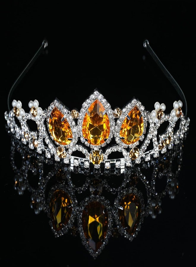 HEIKLN Princess Crown Crystal Tiara Sparkle Gold Crown Halloween Cosplay Hair Accessories Tiara Wedding Tiara for Women Sweet Birthday Gifts - Image 3